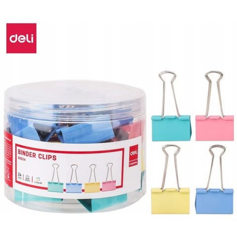 ⁨Klips do akt 41mm mix kolorów 24szt. 8552A DELI⁩ w sklepie Wasserman.eu