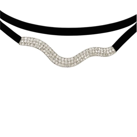 ⁨NASZYJNIK CHOKER PASKI CZARNY, CYRKONIE N330⁩ w sklepie Wasserman.eu