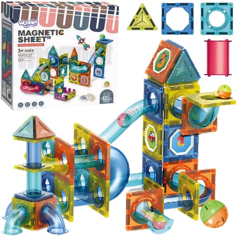 ⁨WOOPIE Klocki Magnetyczne Konstrukcyjne 3D Zestaw Edukacyjny Tor Kulkowy 42 el.⁩ w sklepie Wasserman.eu