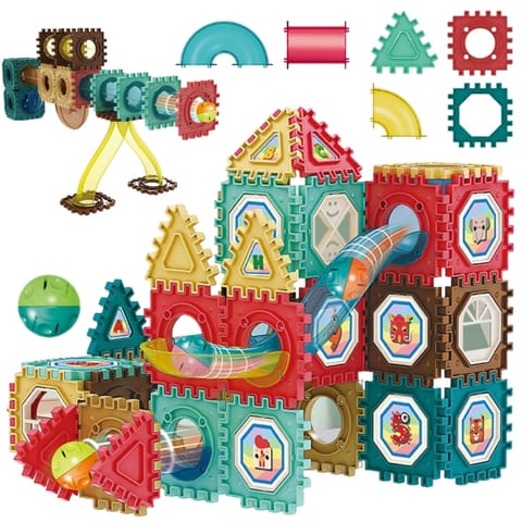 ⁨WOOPIE Klocki Konstrukcyjne 3D Zestaw Edukacyjny Tor Kulkowy 68el.⁩ w sklepie Wasserman.eu