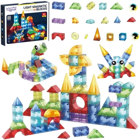 ⁨WOOPIE Klocki Magnetyczne Konstrukcyjne Sześciany 3D Zestaw Edukacyjny 63 el.⁩ w sklepie Wasserman.eu