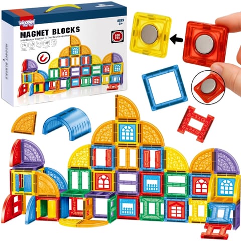 ⁨WOOPIE Klocki Magnetyczne Konstrukcyjne 3D Zestaw Edukacyjny Zamek 100el.⁩ w sklepie Wasserman.eu