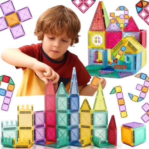 ⁨WOOPIE Klocki Magnetyczne Konstrukcyjne 3D Zestaw Edukacyjny Zamek Pojazdy110el..⁩ w sklepie Wasserman.eu