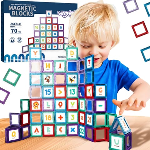⁨WOOPIE Klocki Magnetyczne Konstrukcyjne 3D Zestaw Edukacyjny Nauka Liczenia 70 el.⁩ w sklepie Wasserman.eu