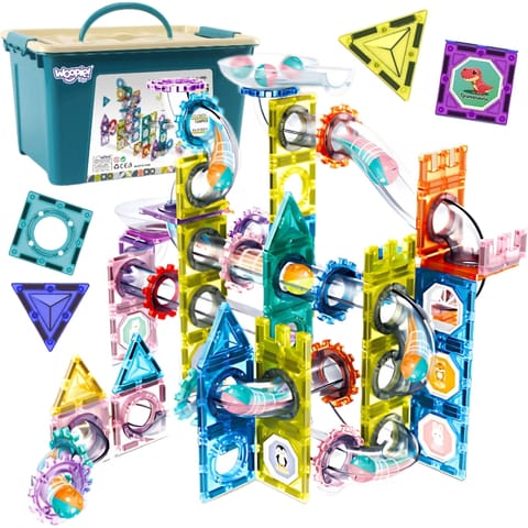 ⁨WOOPIE Klocki Magnetyczne Konstrukcyjne 3D Zestaw Edukacyjny Tor Kulkowy 126el.el.⁩ w sklepie Wasserman.eu