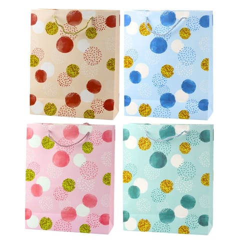 ⁨Torba Prezentowa Wzór Złote Kropki Pastelowa  32 × 26 × 10 cm⁩ w sklepie Wasserman.eu