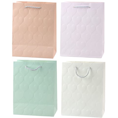 ⁨Torba Prezentowa Elegancka Tłoczone Serca Pastelowa 23 x 18 x 10,5 cm⁩ w sklepie Wasserman.eu