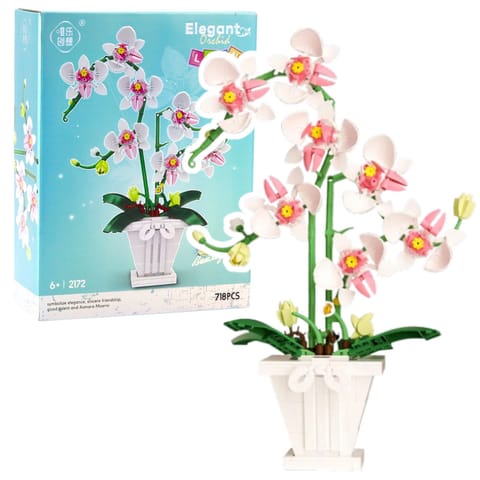 ⁨Klocki Konstrukcyjne Orchidea Storczyk W Doniczce Różowo-Biała 718 el.⁩ w sklepie Wasserman.eu