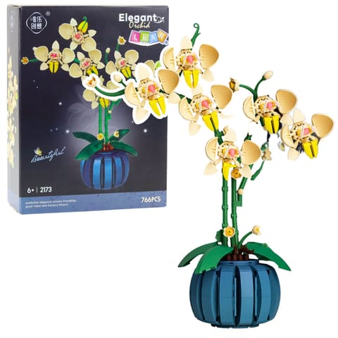 ⁨Klocki Konstrukcyjne Orchidea Storczyk W Doniczce Żółta 766 el.⁩ w sklepie Wasserman.eu