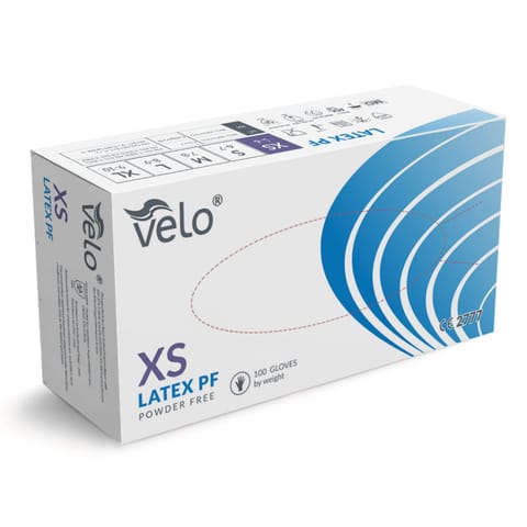 ⁨VELO LATEX PF XS Rękawice lateksowe bezpudrowe, niesterylne, 100 szt.⁩ w sklepie Wasserman.eu