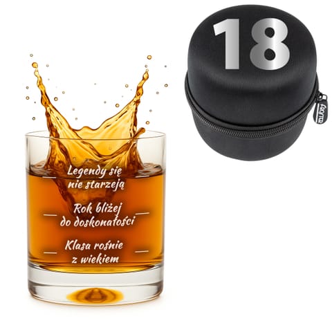 ⁨Urodzinowa szklanka do whisky z nadrukiem - prezent na 18-stkę⁩ w sklepie Wasserman.eu
