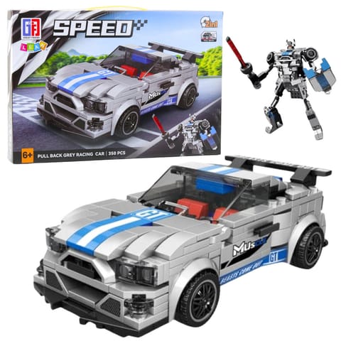 ⁨Klocki Konstrukcyjne Auto Robot 2w1 Niebiesko-Szary Napęd 350 el.⁩ w sklepie Wasserman.eu