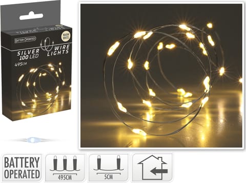 ⁨ŁAŃCUCH LED 100L CIEPŁA BIEL WEWNĘTRZNE495CM NA BATERIE⁩ w sklepie Wasserman.eu