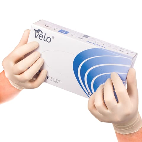 ⁨VELO LATEX PF L Rękawice lateksowe bezpudrowe diagnostyczne, 100 szt.⁩ w sklepie Wasserman.eu