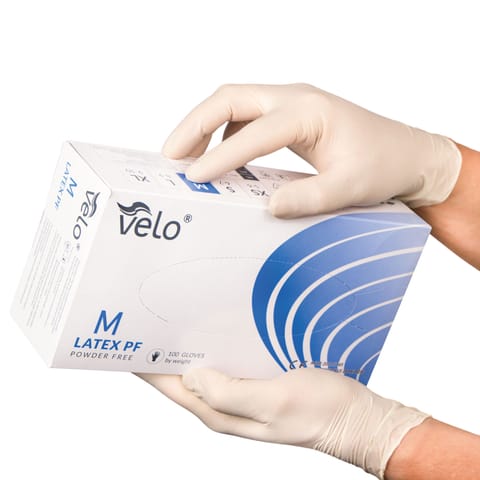 ⁨VELO LATEX PF M Rękawice lateksowe bezpudrowe diagnostyczne, 100 szt.⁩ w sklepie Wasserman.eu