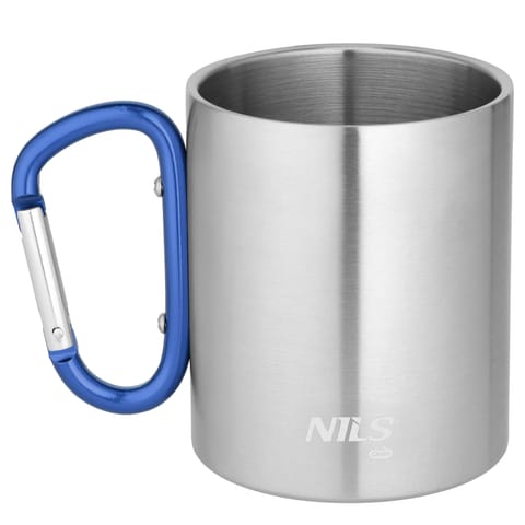 ⁨NC17110 KUBEK KEMPINGOWY Z KARABIŃCZYKIEM 330 ML STAL NIERDZEWNA NIEBIESKI NILS CAMP⁩ w sklepie Wasserman.eu
