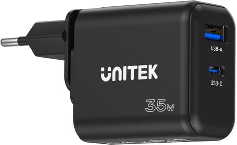 ⁨Ładowarka sieciowa Unitek GaN PD 35W USB-C + USB-A czarna⁩ w sklepie Wasserman.eu
