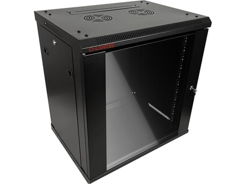 ⁨Szafa wisząca 19" 9U 600x450, drzwi szklane jednoskrzydłowe, tył osłona pełna demontowalna, osłony boczne pełne demontowalne zamykane na klucz, 4 belki, kolor czarny, ALANTEC⁩ w sklepie Wasserman.eu