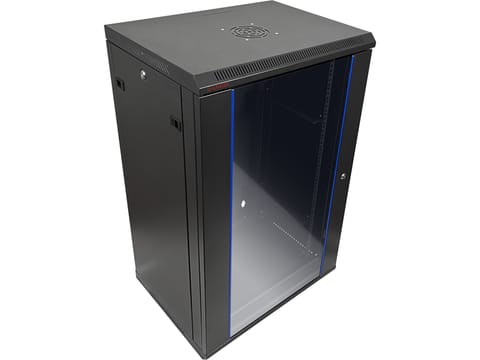⁨Szafa wisząca 19" 15U 600x450, drzwi szklane jednoskrzydłowe, tył osłona pełna demontowalna, osłony boczne pełne demontowalne zamykane na klucz, 4 belki, kolor czarny, ALANTEC⁩ w sklepie Wasserman.eu