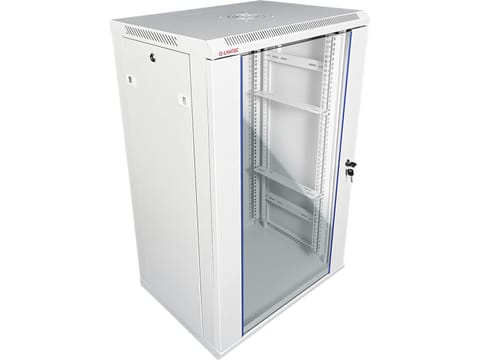 ⁨Szafa wisząca 19" 15U 600x450, drzwi szklane jednoskrzydłowe, tył osłona pełna demontowalna, osłony boczne pełne demontowalne zamykane na klucz, 4 belki, kolor szary, ALANTEC⁩ w sklepie Wasserman.eu