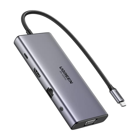 ⁨Hub USB-C Ugreen CM639, HDMI, VGA, 2x USB-C 3.2 10Gbps, 2x USB, SD/TF, RJ45, AUX 3.5mm, PD, 4K 60 Hz⁩ w sklepie Wasserman.eu