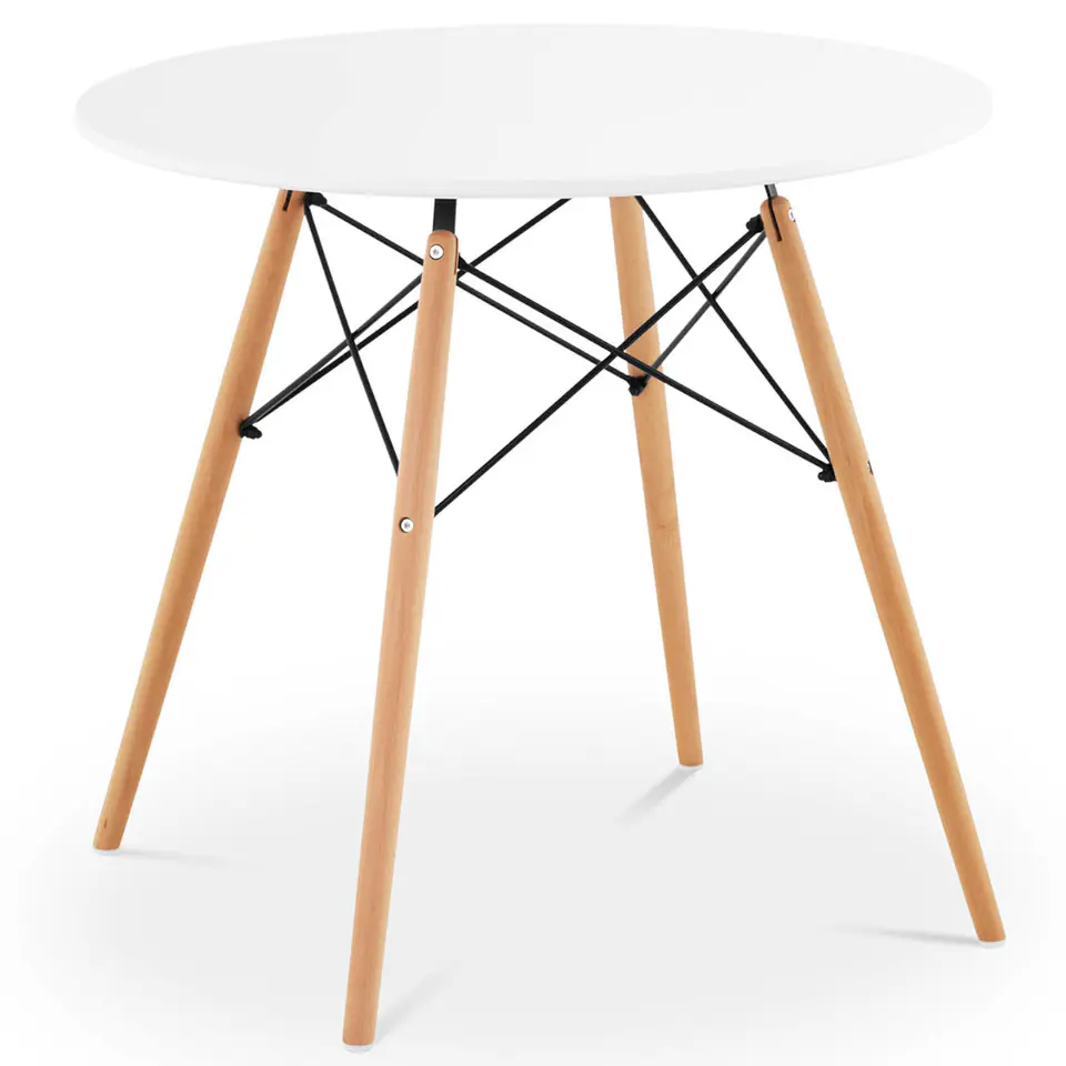 Stolik stół skandynawski do salonu biura nowoczesny okrągły śr. 80 cm wys. 74 cm w sklepie Wasserman.eu