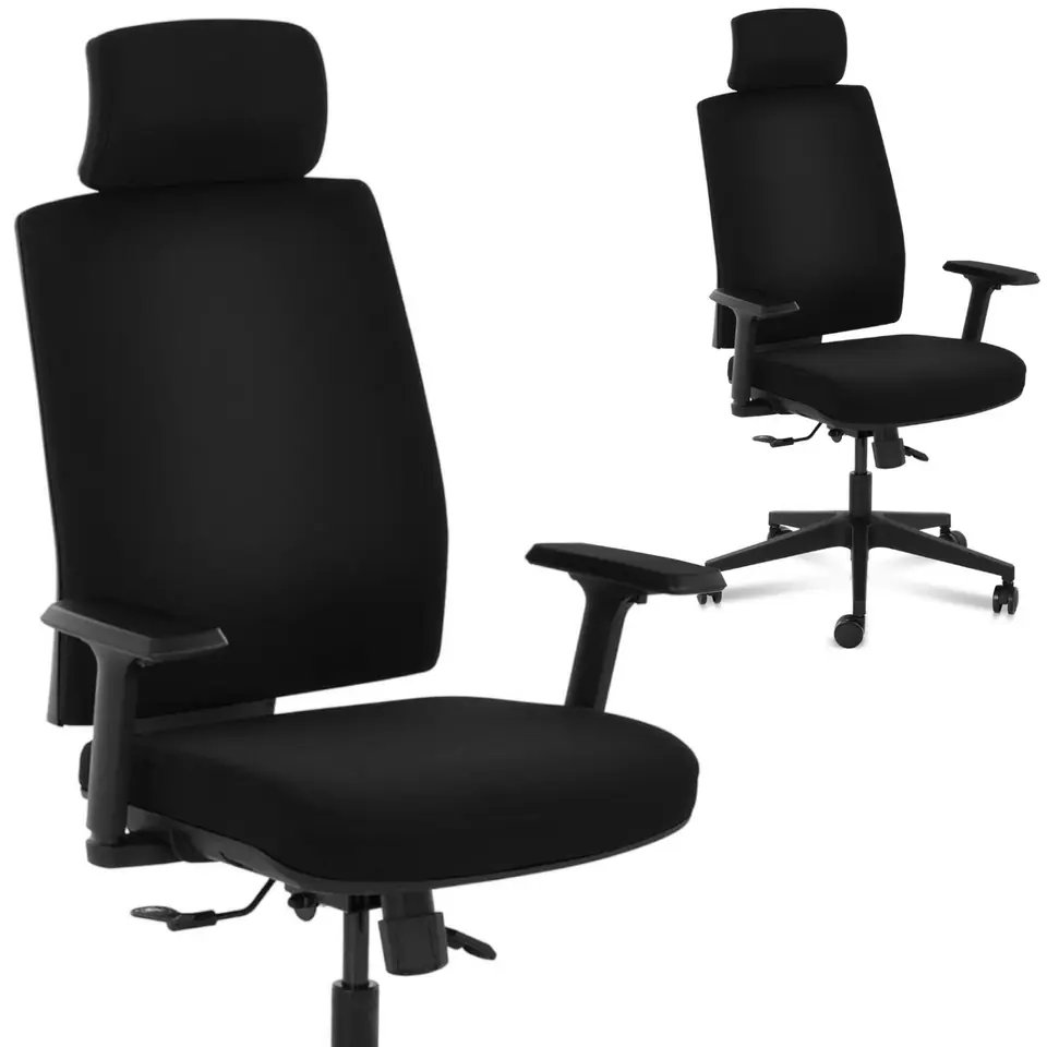 ⁨Krzesło fotel biurowy ergonomiczny obrotowy z zagłówkiem maks. 200 kg⁩ w sklepie Wasserman.eu