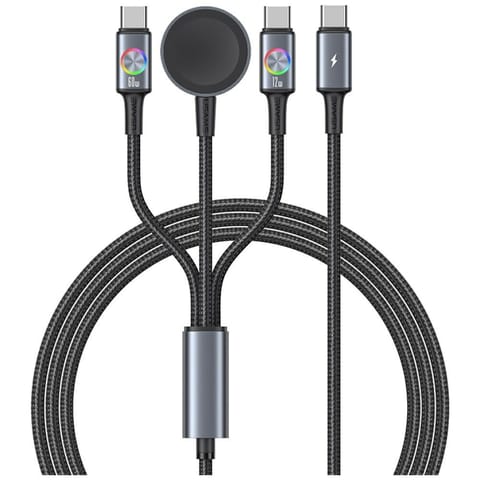 ⁨Kabel USAMS Huan Series SJ754 72W USB-C  do USB-C + USB-C + ładowarka bezprzewodowa do zegarka tarnish⁩ w sklepie Wasserman.eu