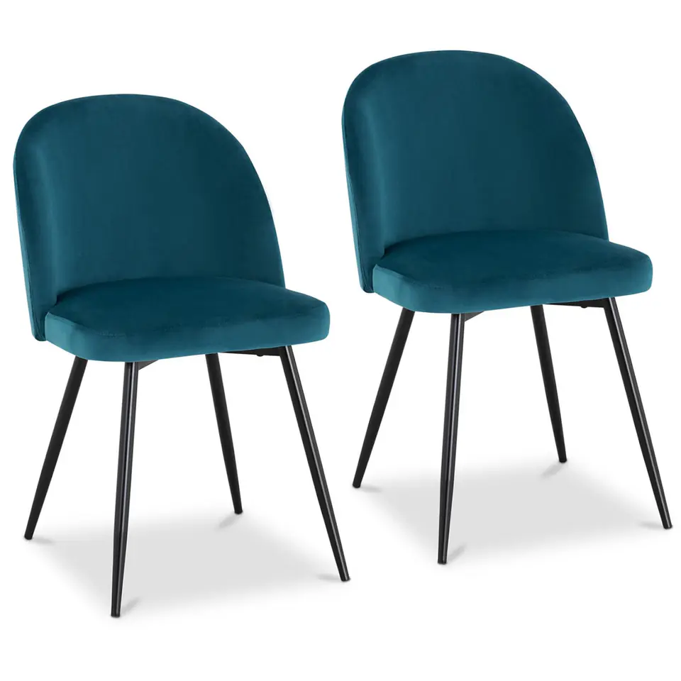 ⁨Velor upholstered chair for the kitchen of the living room of the office modern 2 pcs. TURQUOISE⁩ at Wasserman.eu