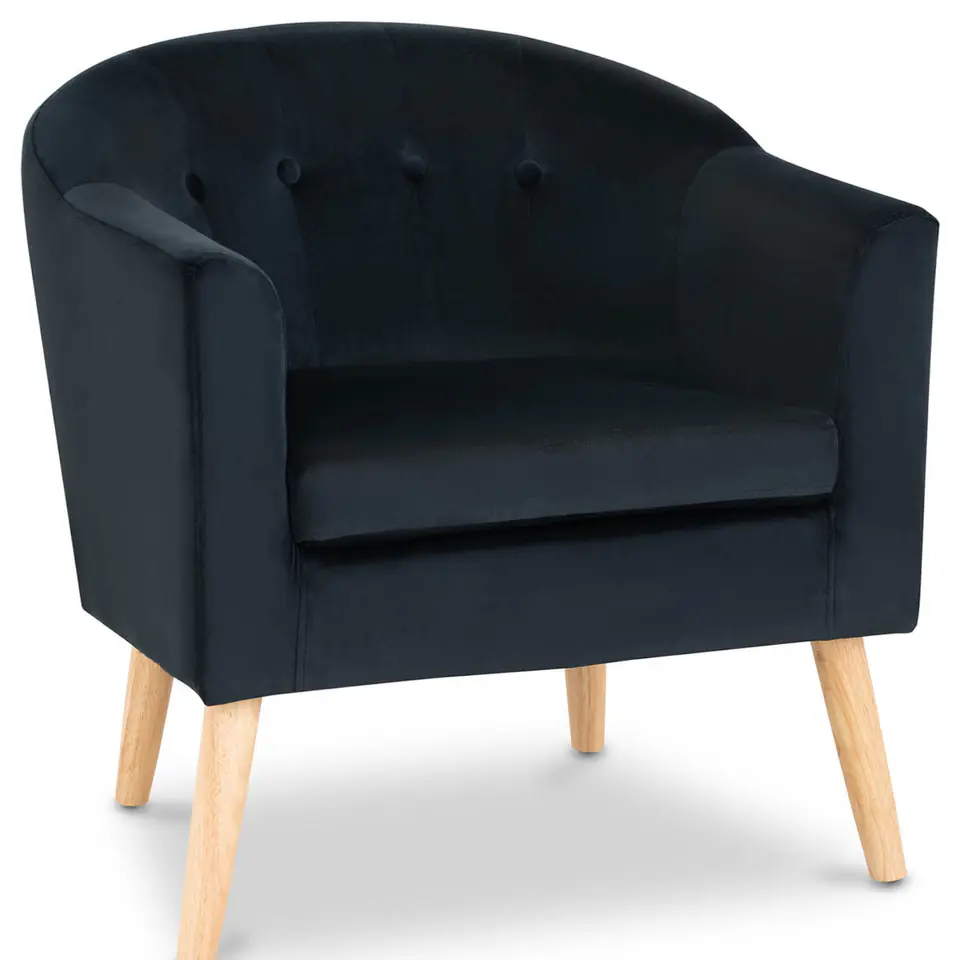 Armchair bucket chair velour Scandinavian BLACK at Wasserman.eu