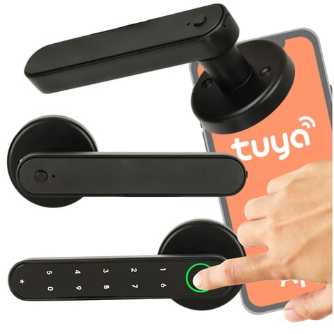 ⁨Zamek elektroniczny do drzwi klamka na kod odcisk palca bluetooth⁩ w sklepie Wasserman.eu
