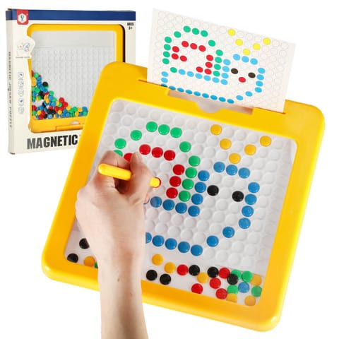 ⁨Tablica magnetyczna montessori mozaika kolorowe kropki żółta 26 x 26 cm⁩ w sklepie Wasserman.eu
