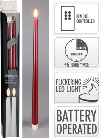 ⁨KOMPLET 2 ŚWIEC LED 38CM CZERWONA⁩ w sklepie Wasserman.eu