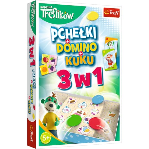 ⁨Gra rodzinna Rodzina Treflików 3w1 Domino Pchełki Kuku Trefliki Trefl 01921⁩ w sklepie Wasserman.eu