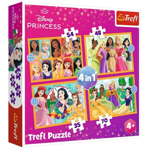 ⁨Puzzle - 4w1 Bajkowe historie - Disney Princess Trefl 34651⁩ w sklepie Wasserman.eu