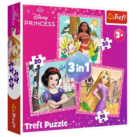 ⁨Puzzle - 3w1 - Piękne kwiaty - Disney Princess Trefl 34875⁩ w sklepie Wasserman.eu