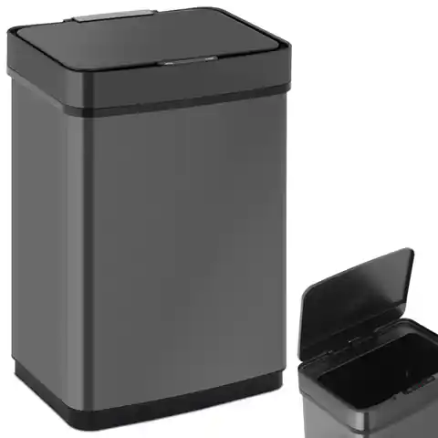 ⁨Trash can automatic non-contact rectangular with motion sensor 30 cm 50 l BLACK⁩ at Wasserman.eu