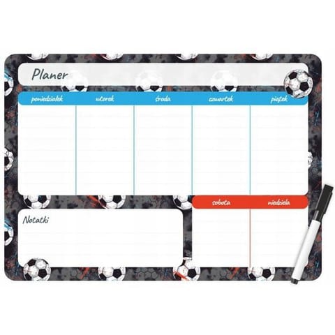 ⁨Planer magnetyczny na lodówkę Plan lekcji 35x25cm tygodniowy + marker PM-02-02 BIURFOL⁩ w sklepie Wasserman.eu