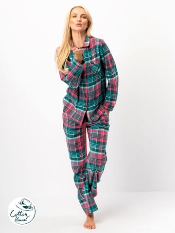 ⁨PIŻAMA KEY LNS-419 B25 XXL-4XL (kolor zielony - różowy, rozmiar 4XL)⁩ w sklepie Wasserman.eu