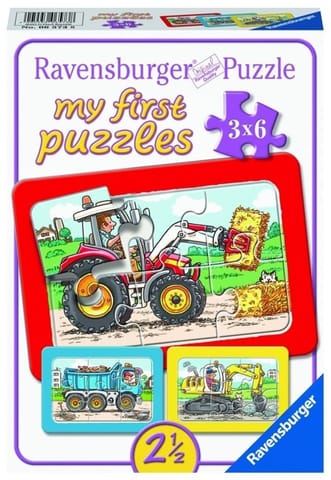 Puzzle 3x6 Traktor, koparka i ciężarówka w sklepie Wasserman.eu