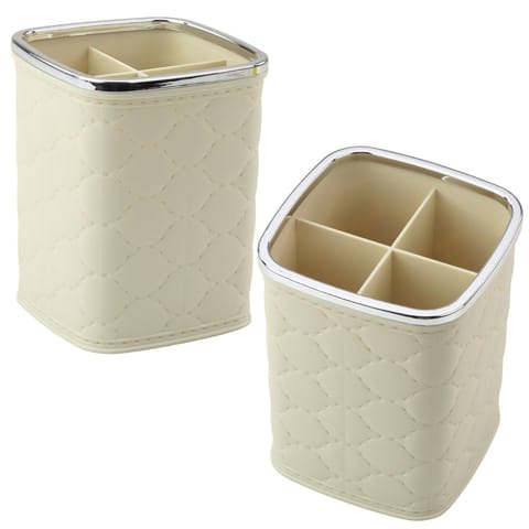 ⁨Organizer Pojemnik Na Pędzle Cztery Przegrody Biały 12 x 9,5cm⁩ w sklepie Wasserman.eu