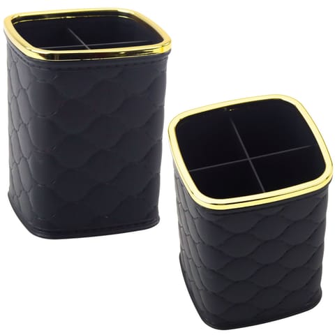 ⁨Organizer Pojemnik Na Pędzle Cztery Przegrody Czarny 12 x 9,5cm⁩ w sklepie Wasserman.eu