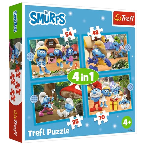⁨Puzzle - 4w1 - Wioska Smerfów - The Smurfs 34656⁩ w sklepie Wasserman.eu