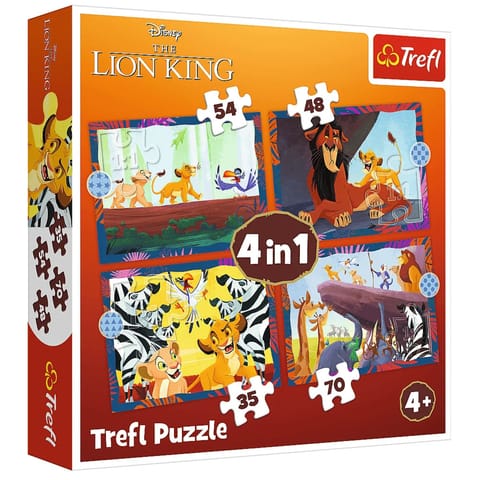 ⁨Puzzle - "4w1" - Odważny Król Lew / Disney Lion King Trefl 34653⁩ w sklepie Wasserman.eu