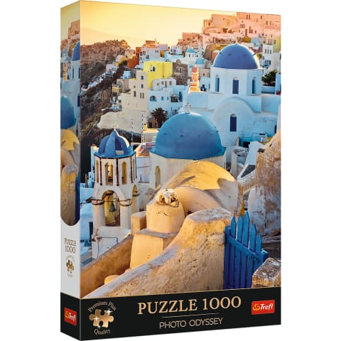 ⁨Puzzle - 1000 Premium Plus  Miasteczko Oia, Santorini Trefl 10853⁩ w sklepie Wasserman.eu