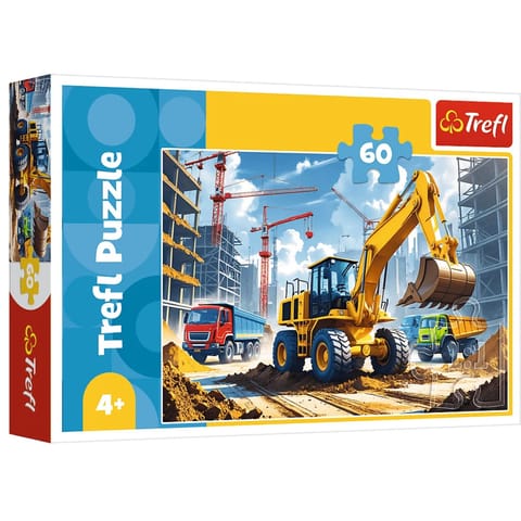 ⁨Puzzle 60 - Traktor koparko - ładowarka Trefl 17406⁩ w sklepie Wasserman.eu
