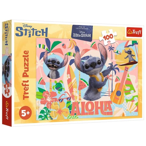 ⁨Puzzle 100 - Stitch i przyjaciele w akcji - Disney Trefl 16495⁩ w sklepie Wasserman.eu