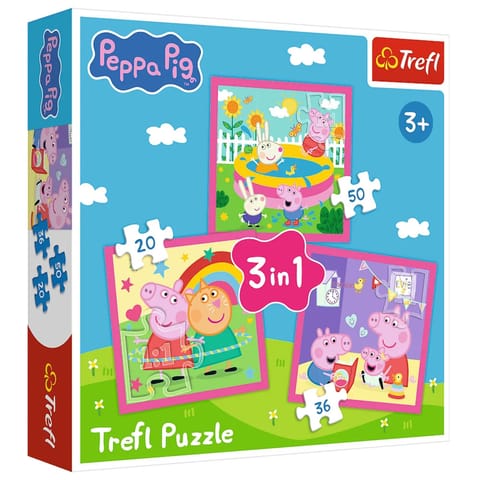 ⁨Puzzle 3w1 - Peppa i przyjaciele  - Peppa Pig Trefl 34873⁩ w sklepie Wasserman.eu