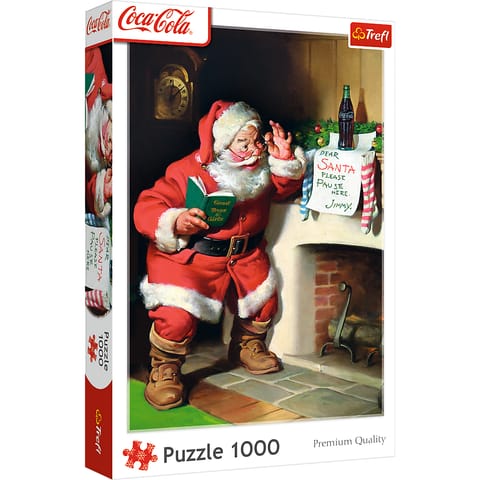 ⁨Puzzle - 1000 XMAS - Coca-Cola: Mikołaj przy kominku Trefl 10922⁩ w sklepie Wasserman.eu