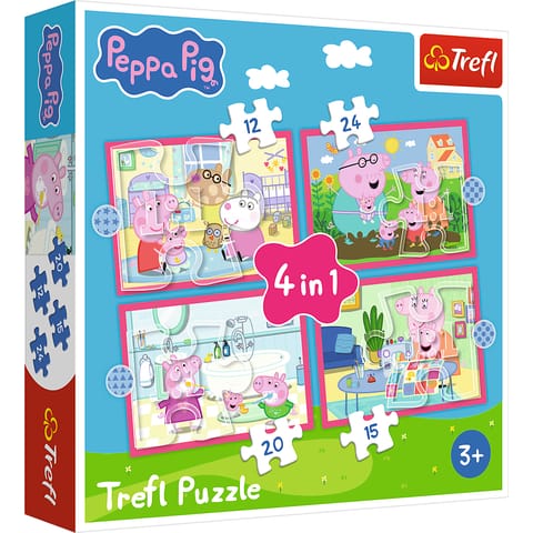 ⁨Puzzle 4w1 (12,15,20,24) - Peppa uwielbia przygody  Trefl 34672⁩ w sklepie Wasserman.eu